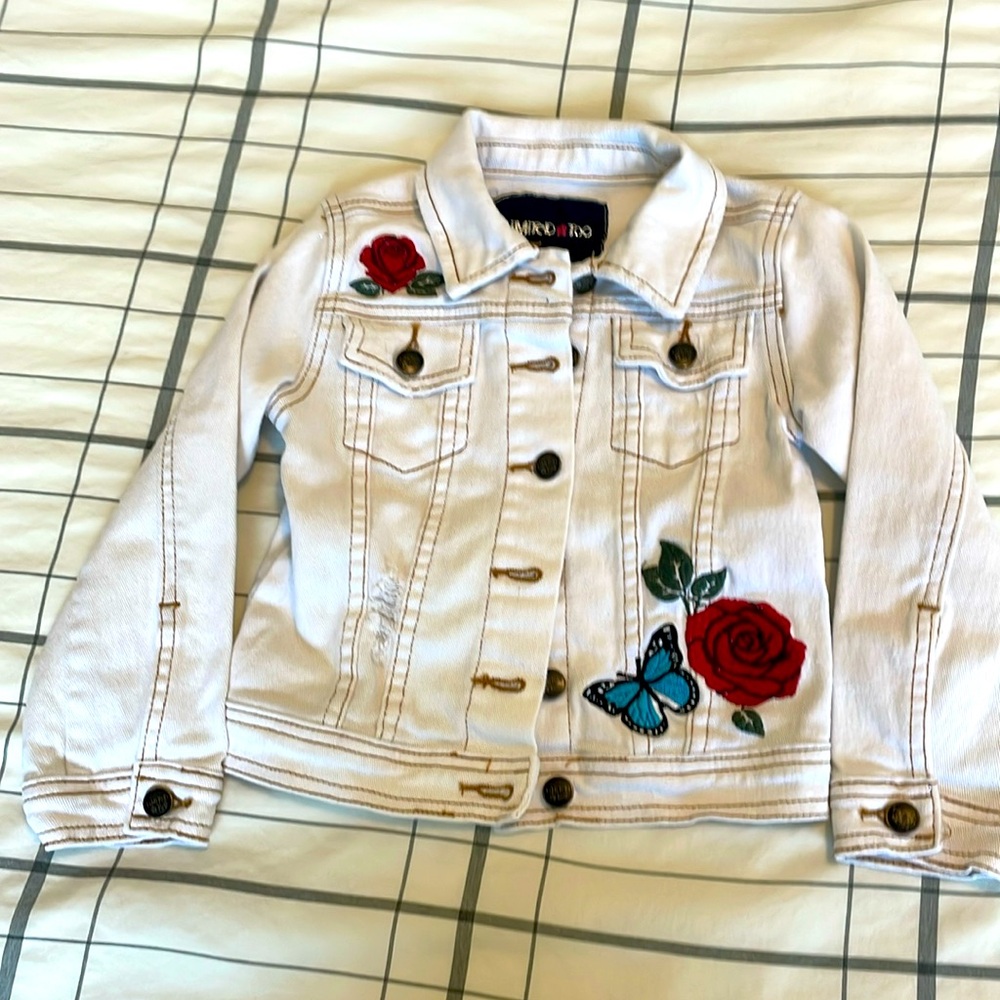 Limited too white denim jacket for girls, size 4.